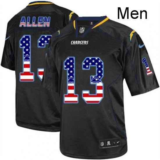 Men Nike Los Angeles Chargers 13 Keenan Allen Elite Black USA Flag Fashion NFL Jersey